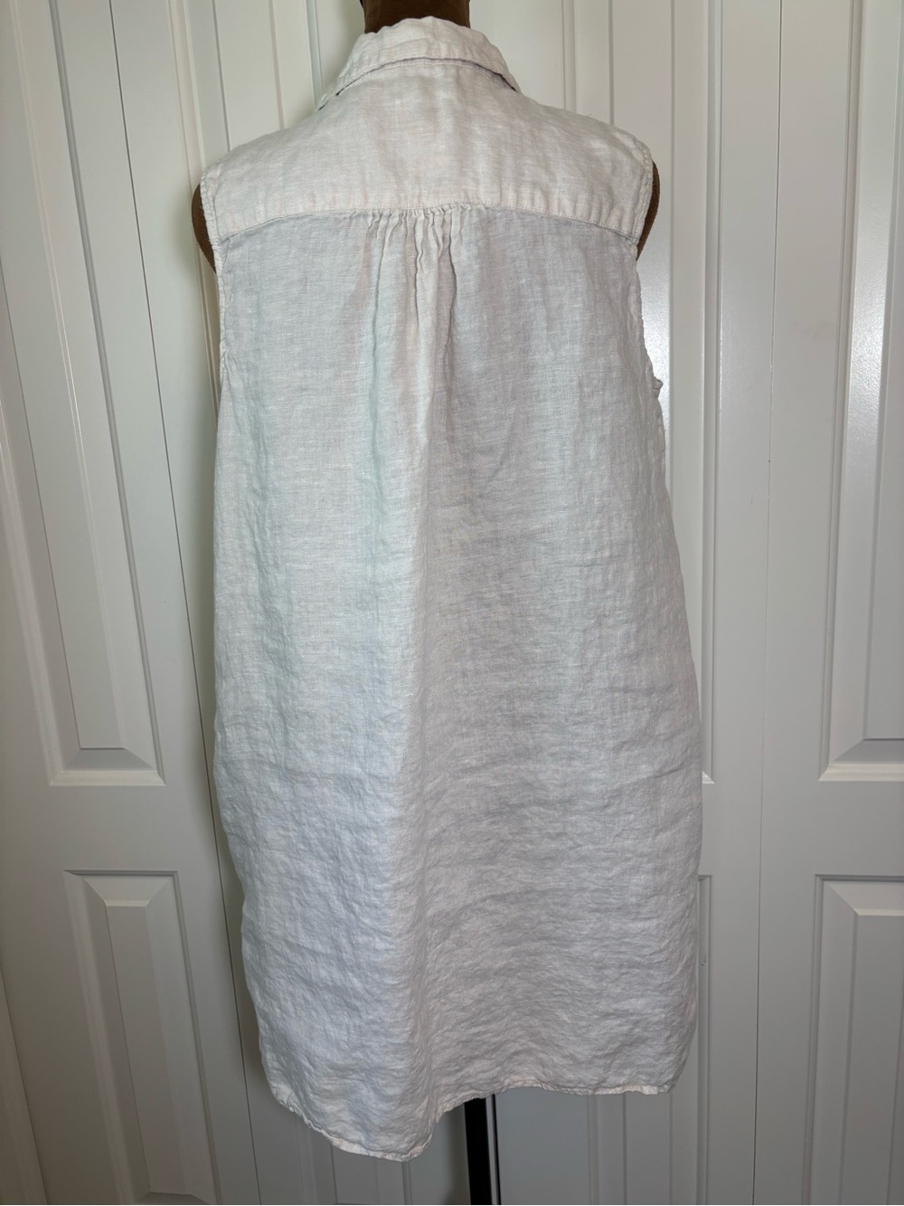 Sigrid Olsen Off-White 100% Linen Sleeveless Tunic Top Mini Dress Pockets M EUC - Picture 5 of 10